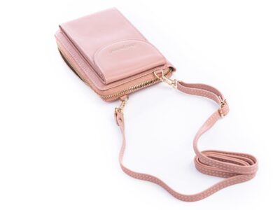Mini torebka portfel na telefon z paskiem na szyję różowa Jennifer Jones - obrazek 7