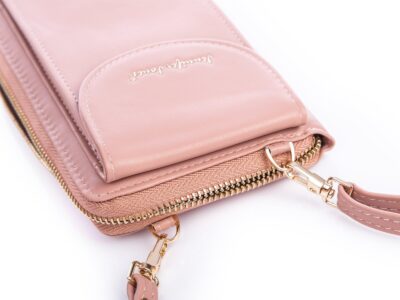 Mini torebka portfel na telefon z paskiem na szyję różowa Jennifer Jones - obrazek 6