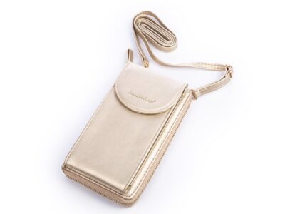 Mini torebka portfel na telefon z paskiem na szyję złota Jennifer Jones - obrazek 3