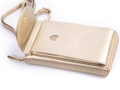 Mini torebka portfel na telefon z paskiem na szyję złota Jennifer Jones - obrazek 5