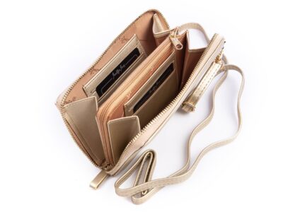 Mini torebka portfel na telefon z paskiem na szyję złota Jennifer Jones - obrazek 6