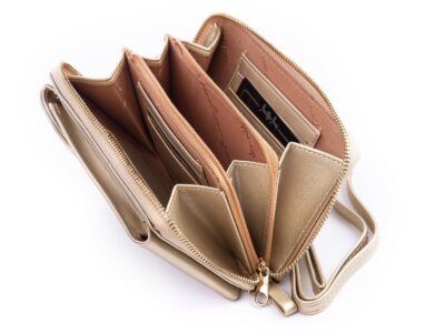 Mini torebka portfel na telefon z paskiem na szyję złota Jennifer Jones - obrazek 7