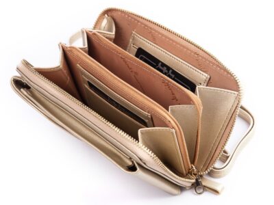 Mini torebka portfel na telefon z paskiem na szyję złota Jennifer Jones - obrazek 8