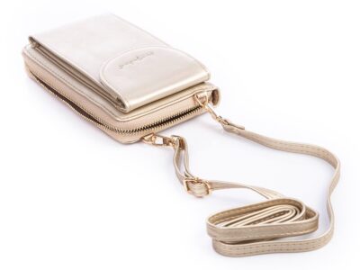 Mini torebka portfel na telefon z paskiem na szyję złota Jennifer Jones - obrazek 9