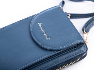 Mini torebka portfel na telefon z paskiem na szyję granatowa Jennifer Jones - obrazek 4