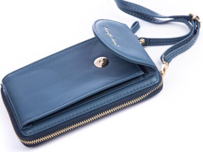 Mini torebka portfel na telefon z paskiem na szyję granatowa Jennifer Jones - obrazek 5