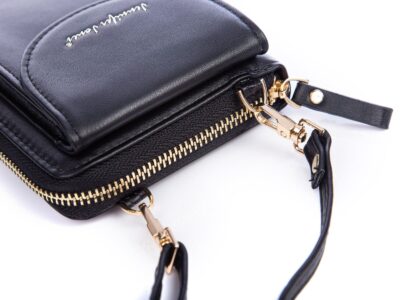 Mini torebka portfel na telefon z paskiem na szyję czarna Jennifer Jones - obrazek 4