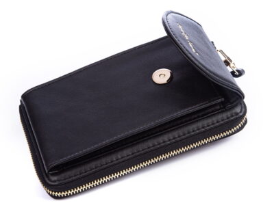 Mini torebka portfel na telefon z paskiem na szyję czarna Jennifer Jones - obrazek 5