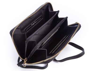 Mini torebka portfel na telefon z paskiem na szyję czarna Jennifer Jones - obrazek 6