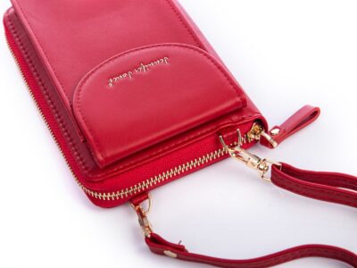 Mini torebka portfel na telefon z paskiem na szyję czerwona Jennifer Jones - obrazek 4