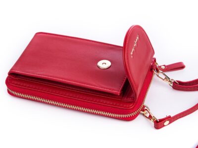 Mini torebka portfel na telefon z paskiem na szyję czerwona Jennifer Jones - obrazek 5