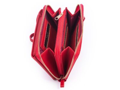 Mini torebka portfel na telefon z paskiem na szyję czerwona Jennifer Jones - obrazek 6