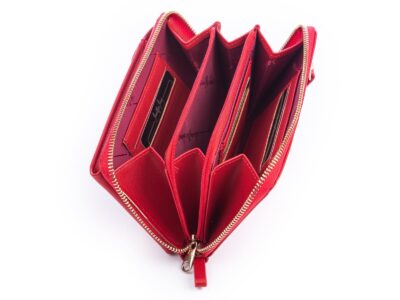 Mini torebka portfel na telefon z paskiem na szyję czerwona Jennifer Jones - obrazek 7