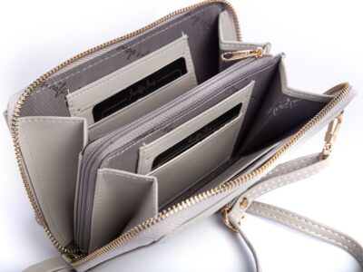 Mini torebka portfel na telefon z paskiem na szyję szara Jennifer Jones - obrazek 8