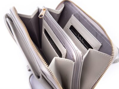 Mini torebka portfel na telefon z paskiem na szyję szara Jennifer Jones - obrazek 9