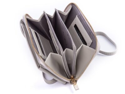 Mini torebka portfel na telefon z paskiem na szyję szara Jennifer Jones - obrazek 10