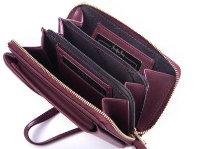 Mini torebka portfel na telefon z paskiem na szyję bordowa Jennifer Jones - obrazek 7