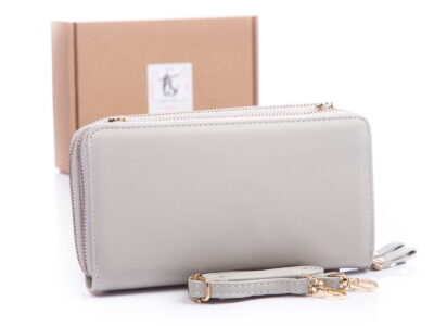 Portfel damski z kieszenią na telefon i paskiem na ramię szary Jennifer Jones - obrazek 2