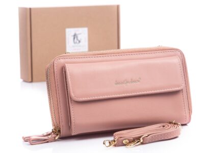 Jasnoróżowa mini torebka damska na telefon i pieniądze Jennifer jones