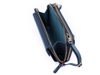 Portfel damski z kieszenią na telefon i paskiem na ramię ciemny niebieski Jennifer Jones - obrazek 6