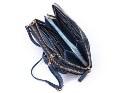 Portfel damski z kieszenią na telefon i paskiem na ramię ciemny niebieski Jennifer Jones - obrazek 7