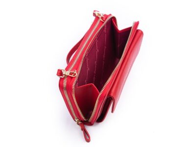 Portfel damski z kieszenią na telefon i paskiem na ramię czerwony Jennifer Jones - obrazek 6