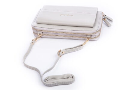 Portfel damski z kieszenią na telefon i paskiem na ramię szary Jennifer Jones - obrazek 3