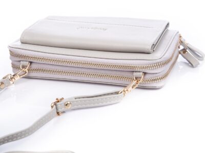 Portfel damski z kieszenią na telefon i paskiem na ramię szary Jennifer Jones - obrazek 4