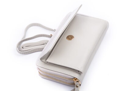 Portfel damski z kieszenią na telefon i paskiem na ramię szary Jennifer Jones - obrazek 5