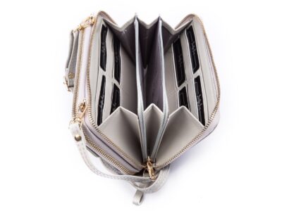 Portfel damski z kieszenią na telefon i paskiem na ramię szary Jennifer Jones - obrazek 8