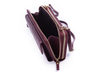 Portfel damski z kieszenią na telefon i paskiem na ramię bordowy Jennifer Jones - obrazek 6