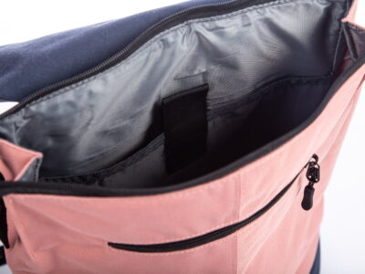 Średni plecak na laptopa z klapką vintage różowo granatowy J Jones - obrazek 8