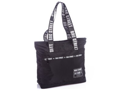 Lekka torebka damska materiałowa shopperka czarna Bag Street - obrazek 2