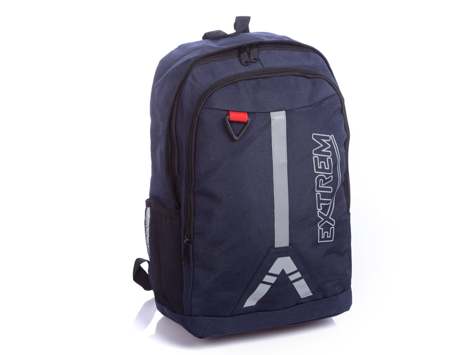 Granatowy lekki plecak sportowy z 2 komorami i odblaskami