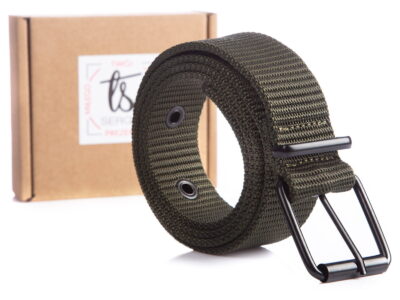 Zielony pasek parciany męski do spodni SERGEJ FIBER