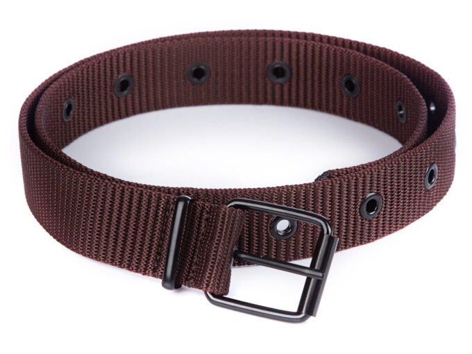 Ciemnobrązowy pasek męski parciany do spodni SERGEJ