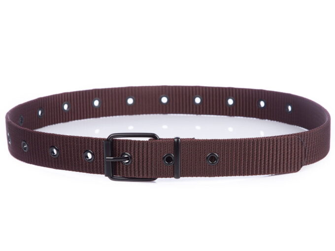 Wojskowy pasek do spodni ciemnobrązowy z klasyczną klamrą SERGEJ FIBER
