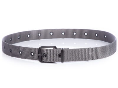 Wojskowy pasek męski do spodni parciany szary z klasyczną klamrą na jeden bolec