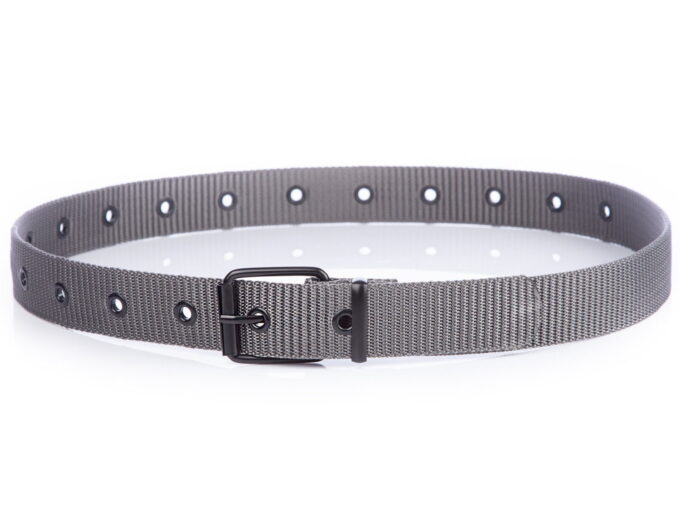 Wojskowy pasek męski do spodni parciany szary z klasyczną klamrą na jeden bolec