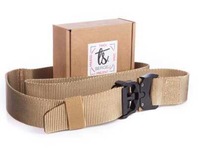 Beżowy pasek wojskowy do spodni męskich parciany