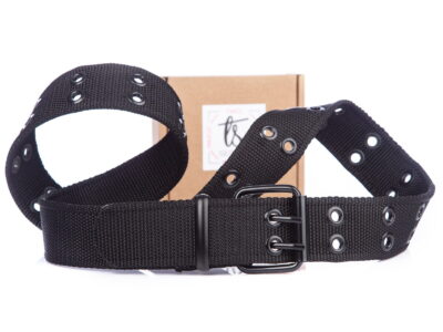 Podwójny pas męski do spodni parciany z metalową klamrą SERGEJ