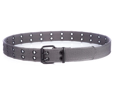 Szary pasek do spodni z podwójnym rzędem otworów oczek parciany SERGEJ ARNOLD