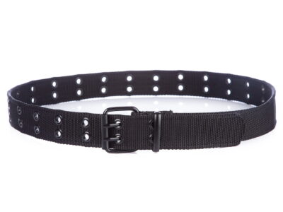 Pasek męski z dwoma rzędzami dziurek parciany czarny