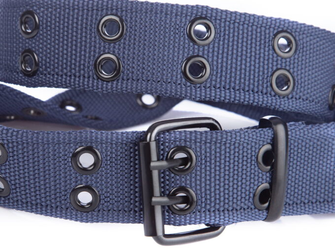Pasek męski ciemnoniebieski z mocnego materiału parcianego
