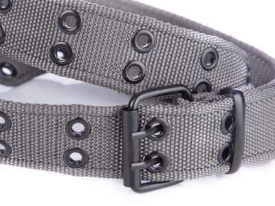 Szary pasek parciany podwójny z metalową klamrą ARNOLD