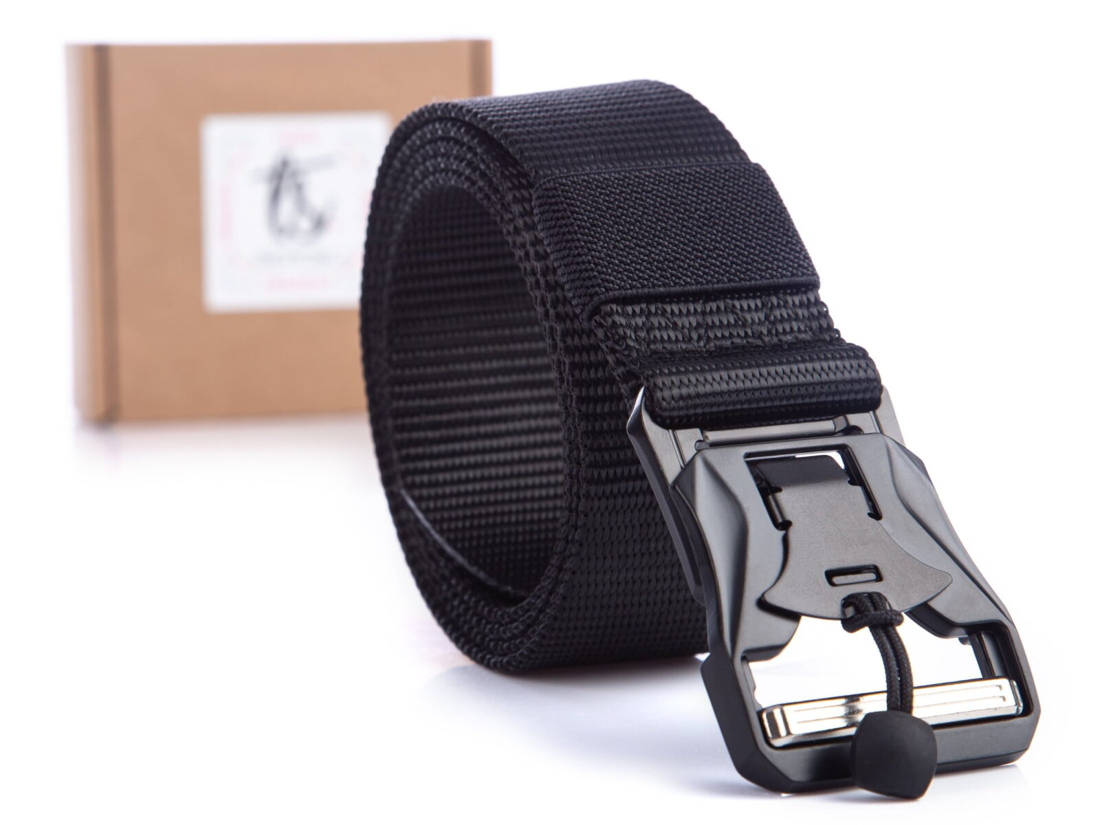 Czarny pasek do spodni z klamrą magnetyczną SERGEJ Ranger wojskowy