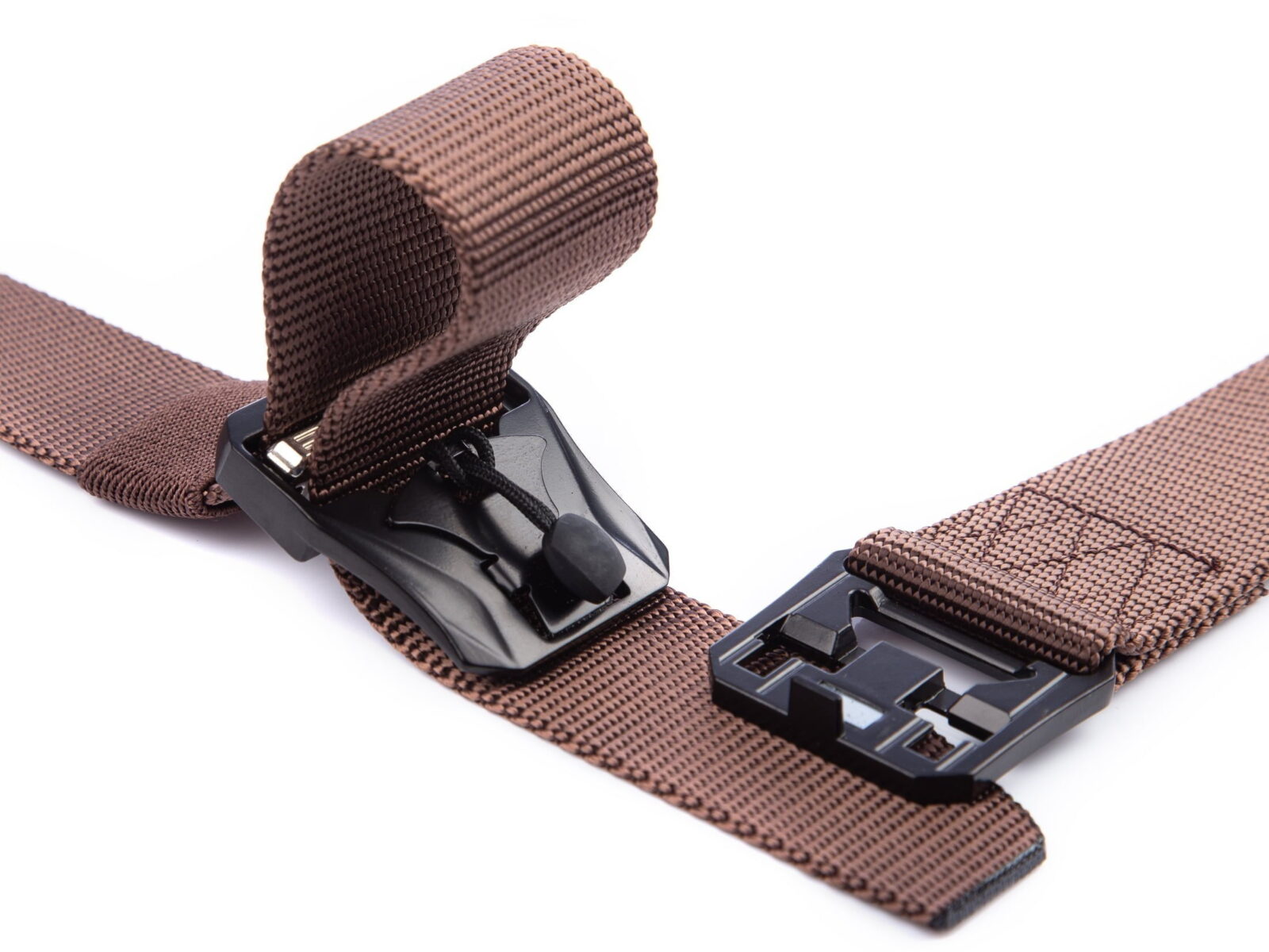 Magnetyczny pasek męski do spodni wojskowy brązowy