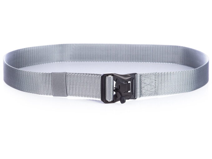 Taktyczny pasek parciany męski szary z magmetyczną klamrą wojskową