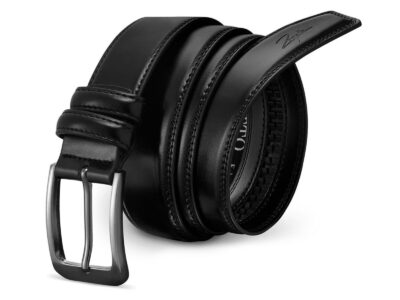 Czarny skórzany pasek męski do spodni ZAGATTO