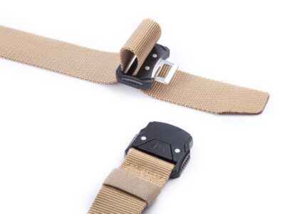 Pasek męski wojskowy do spodni z klamrą na przycisk beżowy SERGEJ MONTANA - obrazek 3